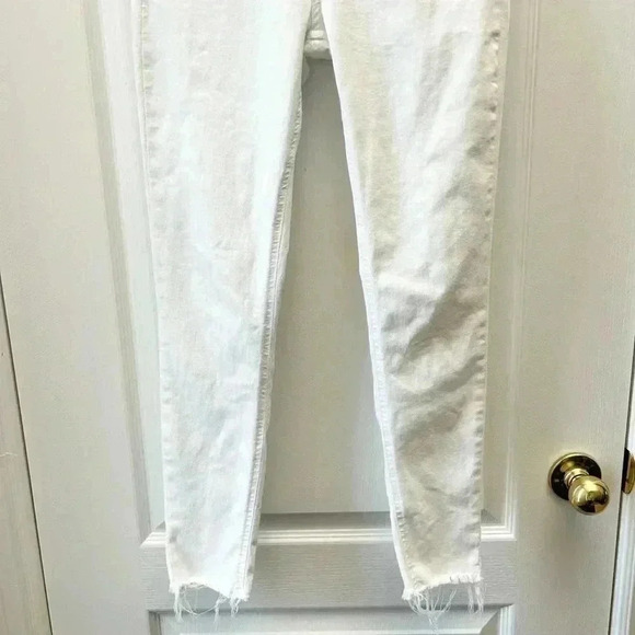 Topshop Jamie High Rise Skinny Jeans White  Ankle Cropped Raw Hem Size 26 - Picture 6 of 14